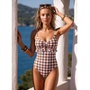 image:imageAleumdr Women One Piece Swimsuit Ruffle Printed Tummy Control Swimwear 2026Brown Plaid