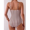 image:imageAleumdr Women One Piece Swimsuit Ruffle Printed Tummy Control Swimwear 2026Brown Plaid