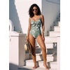 image:imageAleumdr Women One Piece Swimsuit Ruffle Printed Tummy Control Swimwear 2026Green