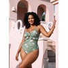 image:imageAleumdr Women One Piece Swimsuit Ruffle Printed Tummy Control Swimwear 2026Green