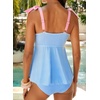 image:imageAleumdr Women Two Piece Tankini Set Printed Tie Knot V Neck Ruffle SwimwearBlue