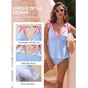 image:imageAleumdr Women Two Piece Tankini Set Printed Tie Knot V Neck Ruffle SwimwearBlue