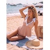 image:imageAleumdr Women Two Piece Tankini Set Printed Tie Knot V Neck Ruffle SwimwearBrown Plaid