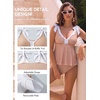 image:imageAleumdr Women Two Piece Tankini Set Printed Tie Knot V Neck Ruffle SwimwearBrown Plaid