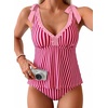 image:imageAleumdr Women Two Piece Tankini Set Printed Tie Knot V Neck Ruffle SwimwearHot Pink