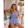 image:imageAleumdr Women Two Piece Tankini Swimsuit Tie Shoulder Striped 2026 SwimwearBlue