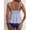 image:imageAleumdr Women Two Piece Tankini Swimsuit Tie Shoulder Striped 2026 SwimwearBlue Navy