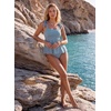 image:imageAleumdr Women Two Piece Tankini Swimsuit Tie Shoulder Striped 2026 SwimwearGreen