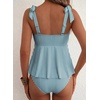 image:imageAleumdr Women Two Piece Tankini Swimsuit Tie Shoulder Striped 2026 SwimwearGreen