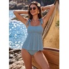 image:imageAleumdr Women Two Piece Tankini Swimsuit Tie Shoulder Striped 2026 SwimwearGreen