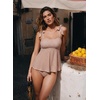 image:imageAleumdr Women Two Piece Tankini Swimsuit Tie Shoulder Striped 2026 SwimwearKhaki