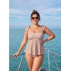 image:imageAleumdr Women Two Piece Tankini Swimsuit Tie Shoulder Striped 2026 SwimwearKhaki