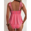 image:imageAleumdr Women Two Piece Tankini Swimsuit Tie Shoulder Striped 2026 SwimwearPink Red