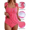 image:imageAleumdr Women Two Piece Tankini Swimsuit Tie Shoulder Striped 2026 SwimwearPink Red