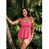 image:imageAleumdr Women Two Piece Tankini Swimsuit Tie Shoulder Striped 2026 SwimwearPink Red