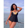 image:imageAleumdr Womens 2 Piece Tankini Set Embroidered Floral V Neck 2026 SwimwearBlack