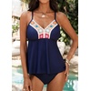 image:imageAleumdr Womens 2 Piece Tankini Set Embroidered Floral V Neck 2026 SwimwearBlue
