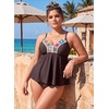 image:imageAleumdr Womens 2 Piece Tankini Set Embroidered Floral V Neck 2026 SwimwearBrown