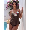 image:imageAleumdr Womens 2 Piece Tankini Set Embroidered Floral V Neck 2026 SwimwearBrown