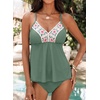 image:imageAleumdr Womens 2 Piece Tankini Set Embroidered Floral V Neck 2026 SwimwearGreen