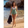 image:imageAleumdr Womens 2 Piece Tankini Set Embroidered Floral V Neck 2026 SwimwearGreen