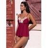 image:imageAleumdr Womens 2 Piece Tankini Set Embroidered Floral V Neck 2026 SwimwearRed