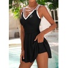 image:imageAleumdr Womens One Piece Swimsuit Ruffle Tummy Control Swimwear with PocketBlack