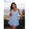 image:imageAleumdr Womens One Piece Swimsuit Ruffle Tummy Control Swimwear with PocketBlue Striped