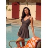image:imageAleumdr Womens One Piece Swimsuit Ruffle Tummy Control Swimwear with PocketBrown