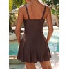 image:imageAleumdr Womens One Piece Swimsuit Ruffle Tummy Control Swimwear with PocketBrown