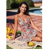 image:imageAleumdr Womens One Piece Swimsuit Ruffle Tummy Control Swimwear with PocketFloral Beige