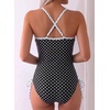 image:imageAleumdr Womens One Piece Swimsuit Striped Printed V Neck Ruffle Ruched SwimwearBlack
