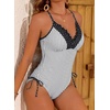 image:imageAleumdr Womens One Piece Swimsuit Striped Printed V Neck Ruffle Ruched SwimwearWhite
