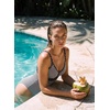 image:imageAleumdr Womens One Piece Swimsuit V Neck Striped Tummy Control SwimwearBlack Striped