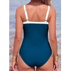image:imageAleumdr Womens One Piece Swimsuit V Neck Striped Tummy Control SwimwearBlue