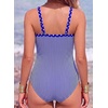 image:imageAleumdr Womens One Piece Swimsuit V Neck Striped Tummy Control SwimwearBlue Striped