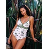 image:imageAleumdr Womens One Piece Swimsuit V Neck Striped Tummy Control SwimwearGreen