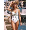 image:imageAleumdr Womens One Piece Swimsuit V Neck Striped Tummy Control SwimwearGreen
