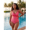 image:imageAleumdr Womens One Piece Swimsuit V Neck Striped Tummy Control SwimwearRed