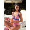 image:imageAleumdr Womens One Piece Swimsuit V Neck Striped Tummy Control SwimwearRed Blue