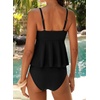 image:imageAleumdr Womens Tie Knot Two Piece Tankini Set Stripe Textured SwimsuitBlack