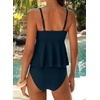 image:imageAleumdr Womens Tie Knot Two Piece Tankini Set Stripe Textured SwimsuitBlue