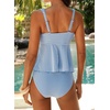 image:imageAleumdr Womens Tie Knot Two Piece Tankini Set Stripe Textured SwimsuitBlue Stripe