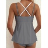 image:imageAleumdr Womens Two Piece Tankini Set Printed Double Neckline Swimwear 2026Black Stripe
