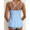 image:imageAleumdr Womens Two Piece Tankini Set Printed Double Neckline Swimwear 2026Blue Stripe