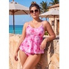 image:imageAleumdr Womens Two Piece Tankini Set Printed Double Neckline Swimwear 2026Pink Floral