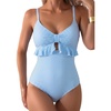 image:imageAleumdr Women One Piece Swimsuit Ruffle Printed Tummy Control Swimwear 2026Blue Stripe