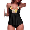 image:imageAleumdr Womens 2 Piece Tankini Set Embroidered Floral V Neck 2026 SwimwearBlack