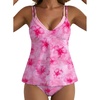 image:imageAleumdr Womens Two Piece Tankini Set Printed Double Neckline Swimwear 2026Pink Floral