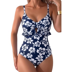 image:imageAleumdr Women One Piece Swimsuit Ruffle Printed Tummy Control Swimwear 2026Blue